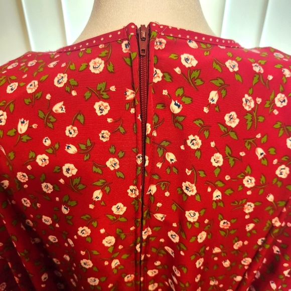 Vintage Kathie Lee Collection Red Floral Dress Size 14 - Picture 11 of 12